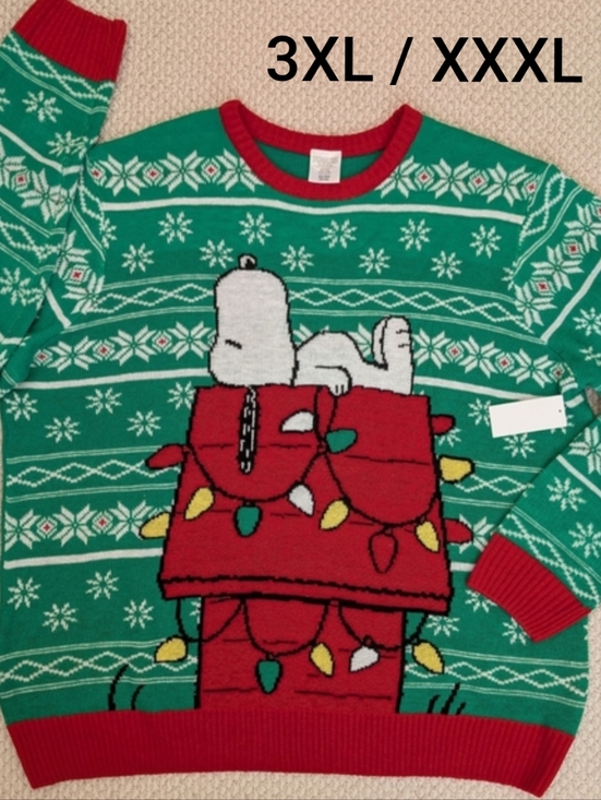 Peanuts Other - NWT Peanuts Snoopy Chillin' Dog House Christmas Ugly Sweater Adult 3XL 3XG XXXL